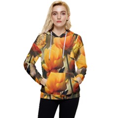 Yellow Butterfly Flower Women s Lightweight Drawstring Hoodie