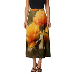 Yellow Butterfly Flower Classic Midi Chiffon Skirt by Azkajaya