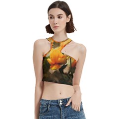 Yellow Butterfly Flower Cut Out Top