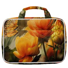 Yellow Butterfly Flower Travel Toiletry Bag With Hanging Hook by Azkajaya