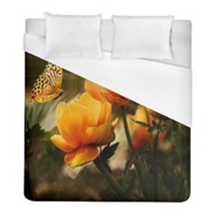 Yellow Butterfly Flower Duvet Cover (full/ Double Size) by Azkajaya