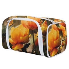 Yellow Butterfly Flower Toiletries Pouch by Azkajaya