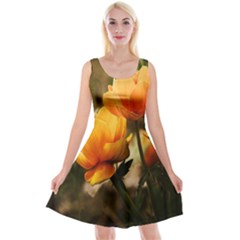 Yellow Butterfly Flower Reversible Velvet Sleeveless Dress