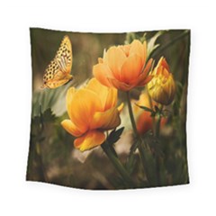 Yellow Butterfly Flower Square Tapestry (small)