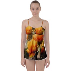 Yellow Butterfly Flower Babydoll Tankini Top by Azkajaya