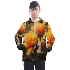 Yellow Butterfly Flower Men s Half Zip Pullover by Azkajaya