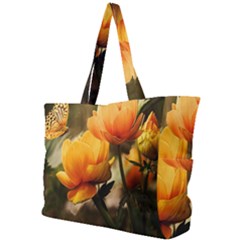 Yellow Butterfly Flower Simple Shoulder Bag by Azkajaya