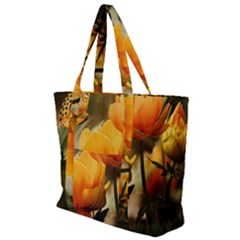 Yellow Butterfly Flower Zip Up Canvas Bag by Azkajaya