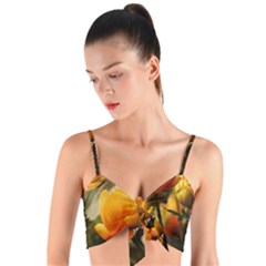 Yellow Butterfly Flower Woven Tie Front Bralet by Azkajaya