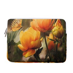 Yellow Butterfly Flower 13  Vertical Laptop Sleeve Case With Pocket by Azkajaya