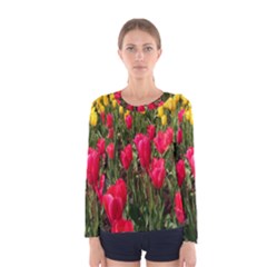 Yellow Pink Red Flowers Women s Long Sleeve T-shirt