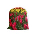 Yellow Pink Red Flowers Drawstring Pouch (Large) View1