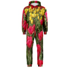 Yellow Pink Red Flowers Hooded Jumpsuit (men)