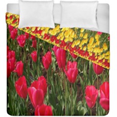 Yellow Pink Red Flowers Duvet Cover Double Side (king Size)