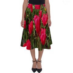 Yellow Pink Red Flowers Perfect Length Midi Skirt