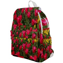 Yellow Pink Red Flowers Top Flap Backpack by Azkajaya