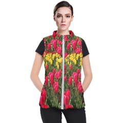 Yellow Pink Red Flowers Women s Puffer Vest