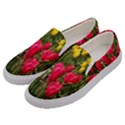 Yellow Pink Red Flowers Men s Canvas Slip Ons View2