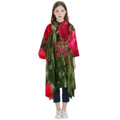 Yellow Pink Red Flowers Kids  Hooded Rain Ponchos by Azkajaya