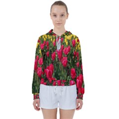 Yellow Pink Red Flowers Women s Tie Up Sweat