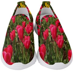 Yellow Pink Red Flowers Kids  Slip On Sneakers by Azkajaya