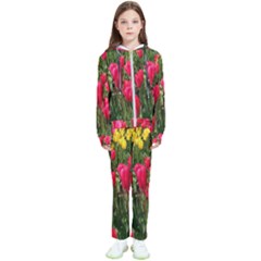 Yellow Pink Red Flowers Kids  Tracksuit by Azkajaya