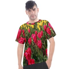 Yellow Pink Red Flowers Men s Sport Top