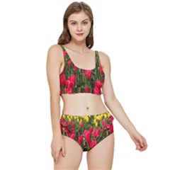 Yellow Pink Red Flowers Frilly Bikini Set by Azkajaya