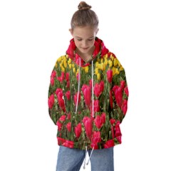 Yellow Pink Red Flowers Kids  Oversized Hoodie