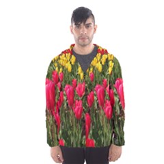 Yellow Pink Red Flowers Men s Hooded Windbreaker