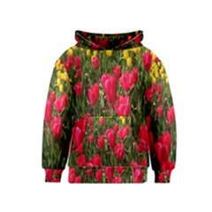 Yellow Pink Red Flowers Kids  Pullover Hoodie