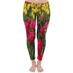 Yellow Pink Red Flowers Classic Winter Leggings