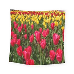 Yellow Pink Red Flowers Square Tapestry (small)