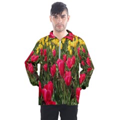 Yellow Pink Red Flowers Men s Half Zip Pullover