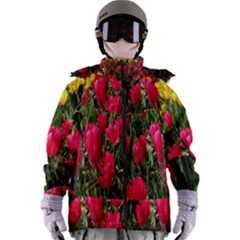 Yellow Pink Red Flowers Women s Zip Ski And Snowboard Waterproof Breathable Jacket by Azkajaya