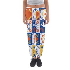 Mexican Talavera Pattern Ceramic Tiles With Flower Leaves Bird Ornaments Traditional Majolica Style Women s Jogger Sweatpants by Ket1n9