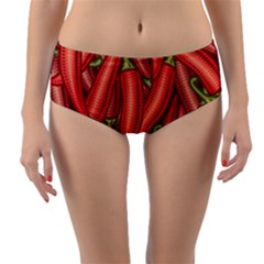 Seamless-chili-pepper-pattern Reversible Mid-waist Bikini Bottoms by Ket1n9