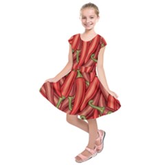 Seamless-chili-pepper-pattern Kids  Short Sleeve Dress by Ket1n9