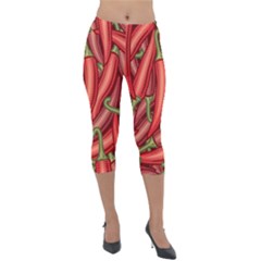 Seamless-chili-pepper-pattern Lightweight Velour Capri Leggings  by Ket1n9