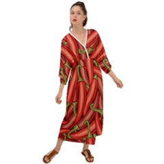 Seamless-chili-pepper-pattern Grecian Style  Maxi Dress by Ket1n9