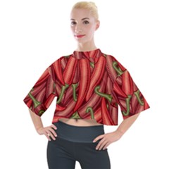 Seamless-chili-pepper-pattern Mock Neck T-shirt by Ket1n9