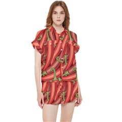 Seamless-chili-pepper-pattern Chiffon Lounge Set by Ket1n9