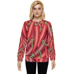 Seamless-chili-pepper-pattern Hidden Pocket Sweatshirt