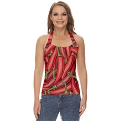 Seamless-chili-pepper-pattern Basic Halter Top