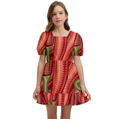 Seamless-chili-pepper-pattern Kids  Short Sleeve Dolly Dress by Ket1n9