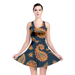 Bright-seamless-pattern-with-paisley-mehndi-elements-hand-drawn-wallpaper-with-floral-traditional-in Reversible Skater Dress by Ket1n9