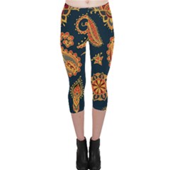 Bright-seamless-pattern-with-paisley-mehndi-elements-hand-drawn-wallpaper-with-floral-traditional-in Capri Leggings  by Ket1n9