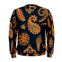 Bright-seamless-pattern-with-paisley-mehndi-elements-hand-drawn-wallpaper-with-floral-traditional-in Men s Sweatshirt by Ket1n9