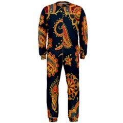 Bright-seamless-pattern-with-paisley-mehndi-elements-hand-drawn-wallpaper-with-floral-traditional-in Onepiece Jumpsuit (men)