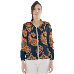 Bright-seamless-pattern-with-paisley-mehndi-elements-hand-drawn-wallpaper-with-floral-traditional-in Women s Windbreaker